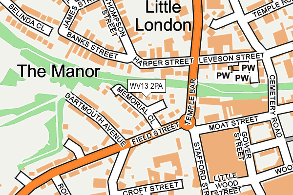 WV13 2PA map - OS OpenMap – Local (Ordnance Survey)