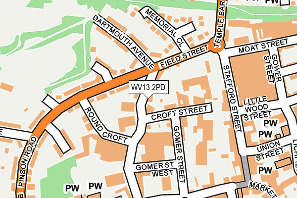 WV13 2PD map - OS OpenMap – Local (Ordnance Survey)