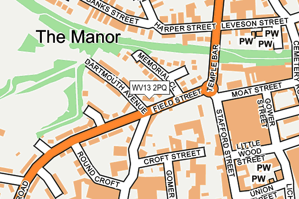 WV13 2PQ map - OS OpenMap – Local (Ordnance Survey)
