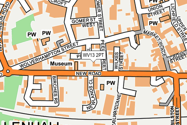 WV13 2PT map - OS OpenMap – Local (Ordnance Survey)