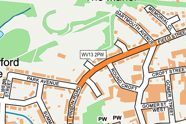 WV13 2PW map - OS OpenMap – Local (Ordnance Survey)
