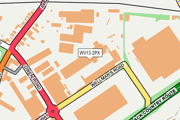 WV13 2PX map - OS OpenMap – Local (Ordnance Survey)