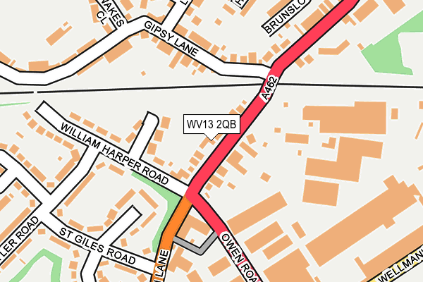 WV13 2QB map - OS OpenMap – Local (Ordnance Survey)