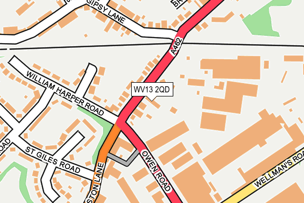 WV13 2QD map - OS OpenMap – Local (Ordnance Survey)
