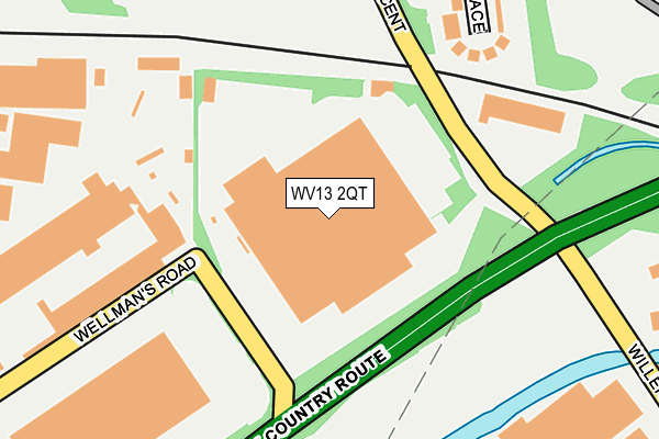 WV13 2QT map - OS OpenMap – Local (Ordnance Survey)