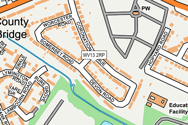 WV13 2RP map - OS OpenMap – Local (Ordnance Survey)