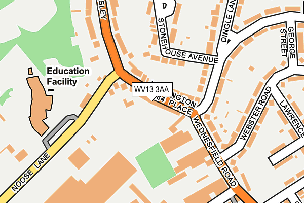WV13 3AA map - OS OpenMap – Local (Ordnance Survey)