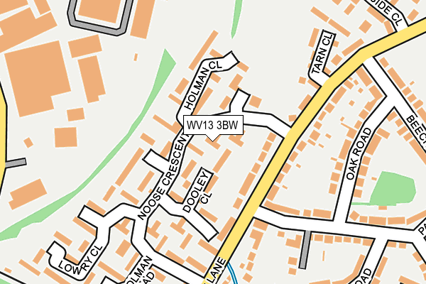 WV13 3BW map - OS OpenMap – Local (Ordnance Survey)