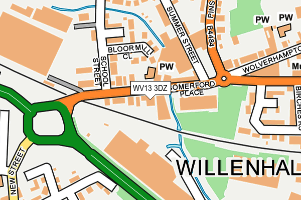 WV13 3DZ map - OS OpenMap – Local (Ordnance Survey)