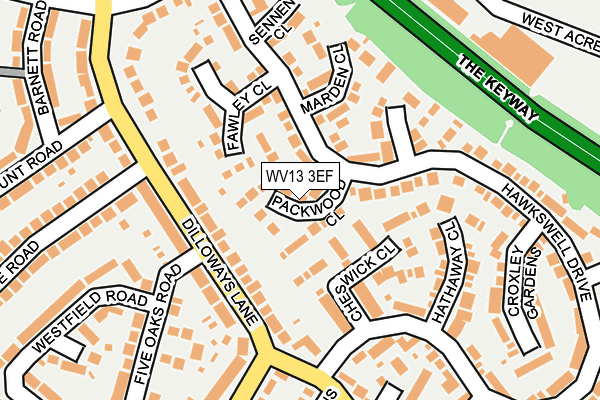 WV13 3EF map - OS OpenMap – Local (Ordnance Survey)