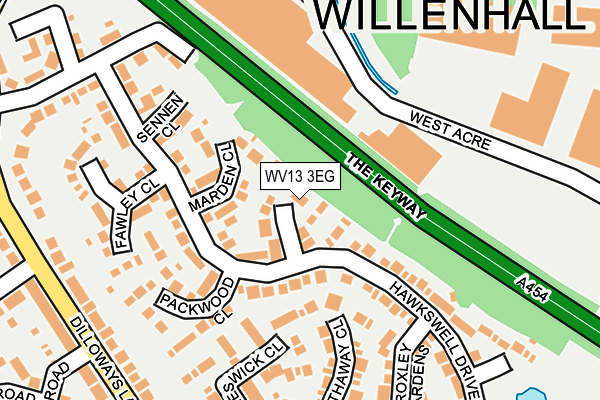 WV13 3EG map - OS OpenMap – Local (Ordnance Survey)