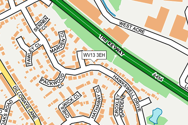 WV13 3EH map - OS OpenMap – Local (Ordnance Survey)