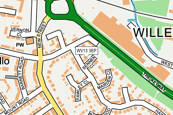 WV13 3EP map - OS OpenMap – Local (Ordnance Survey)
