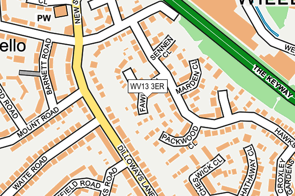 WV13 3ER map - OS OpenMap – Local (Ordnance Survey)
