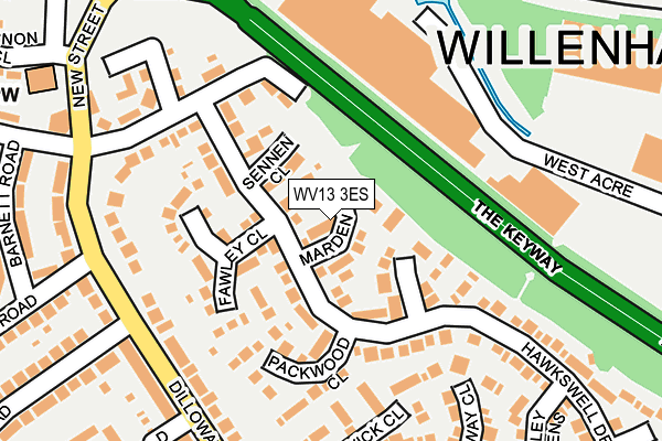 WV13 3ES map - OS OpenMap – Local (Ordnance Survey)