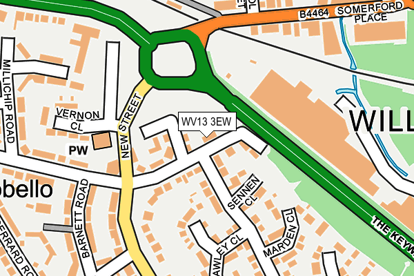 WV13 3EW map - OS OpenMap – Local (Ordnance Survey)