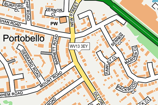 WV13 3EY map - OS OpenMap – Local (Ordnance Survey)