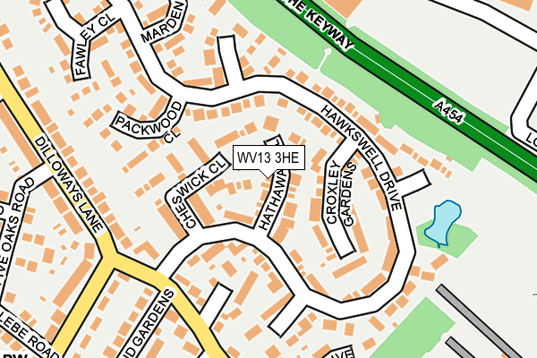 WV13 3HE map - OS OpenMap – Local (Ordnance Survey)