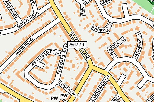 WV13 3HJ map - OS OpenMap – Local (Ordnance Survey)
