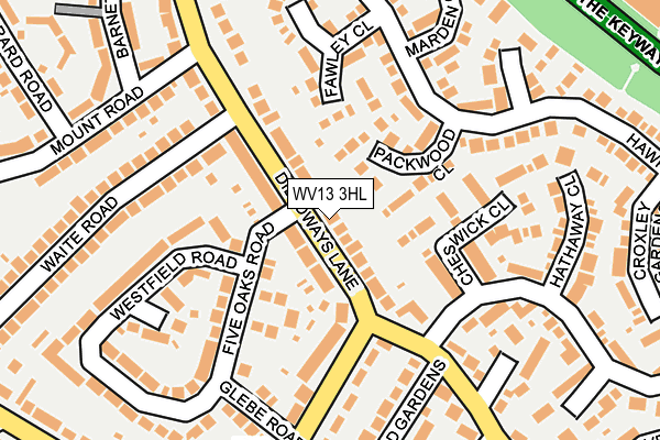 WV13 3HL map - OS OpenMap – Local (Ordnance Survey)