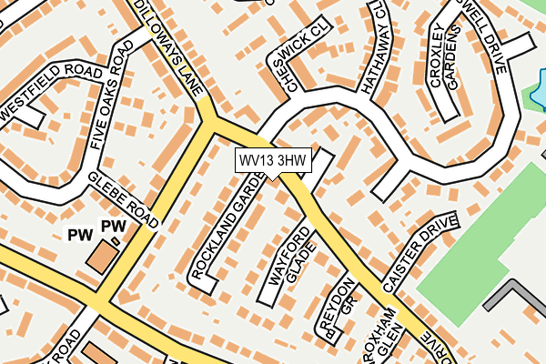 WV13 3HW map - OS OpenMap – Local (Ordnance Survey)