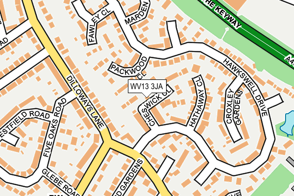 WV13 3JA map - OS OpenMap – Local (Ordnance Survey)