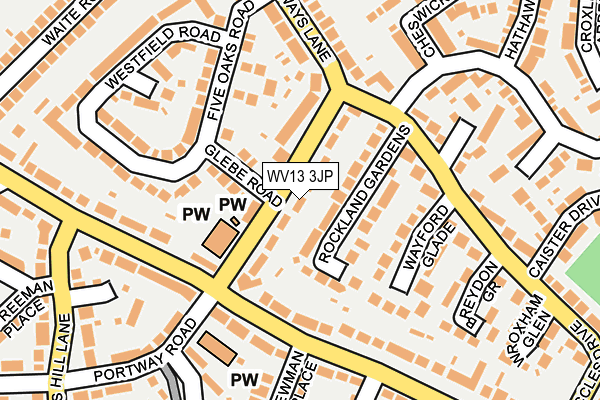 WV13 3JP map - OS OpenMap – Local (Ordnance Survey)