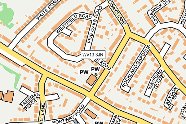 WV13 3JR map - OS OpenMap – Local (Ordnance Survey)