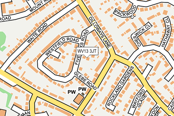 WV13 3JT map - OS OpenMap – Local (Ordnance Survey)