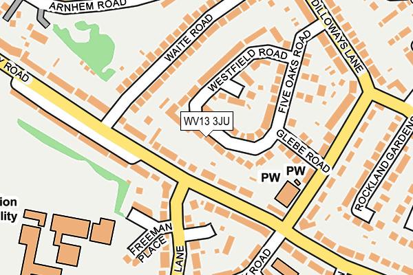 WV13 3JU map - OS OpenMap – Local (Ordnance Survey)