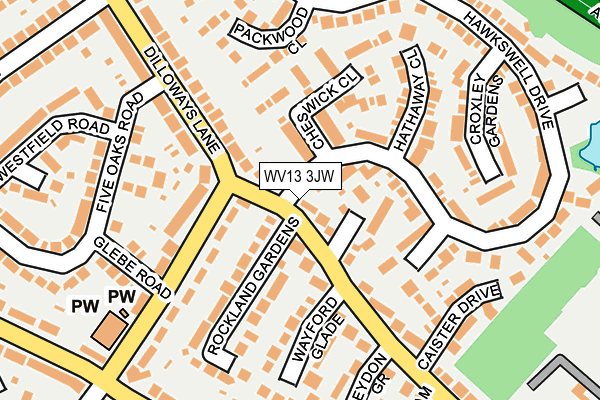WV13 3JW map - OS OpenMap – Local (Ordnance Survey)