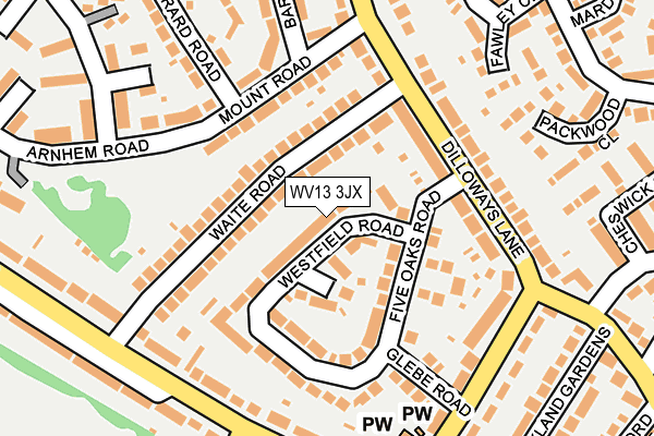 WV13 3JX map - OS OpenMap – Local (Ordnance Survey)