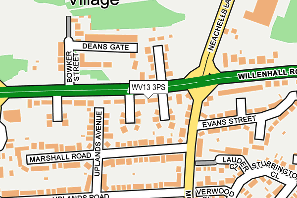 WV13 3PS map - OS OpenMap – Local (Ordnance Survey)