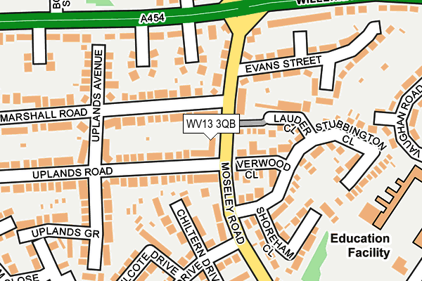 WV13 3QB map - OS OpenMap – Local (Ordnance Survey)