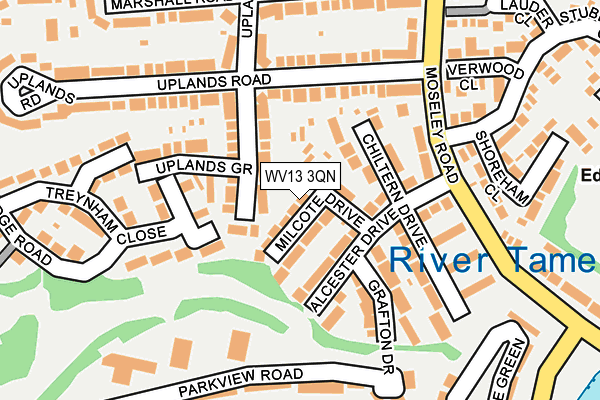 WV13 3QN map - OS OpenMap – Local (Ordnance Survey)