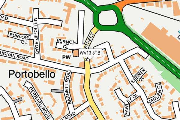 WV13 3TB map - OS OpenMap – Local (Ordnance Survey)