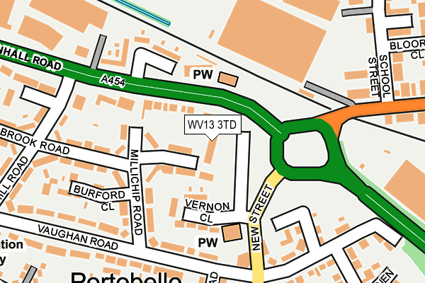 WV13 3TD map - OS OpenMap – Local (Ordnance Survey)