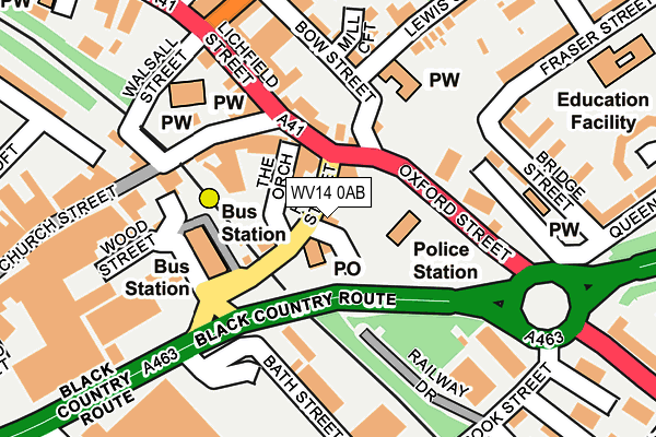 WV14 0AB map - OS OpenMap – Local (Ordnance Survey)