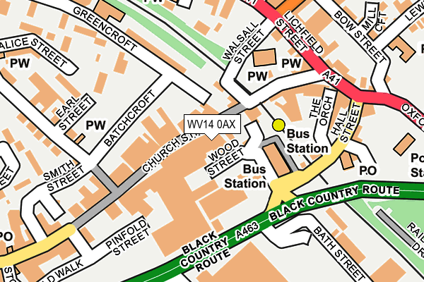 WV14 0AX map - OS OpenMap – Local (Ordnance Survey)