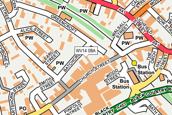 WV14 0BA map - OS OpenMap – Local (Ordnance Survey)
