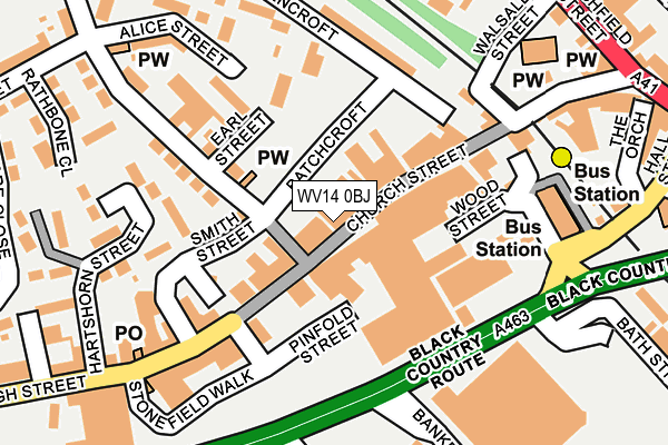 WV14 0BJ map - OS OpenMap – Local (Ordnance Survey)