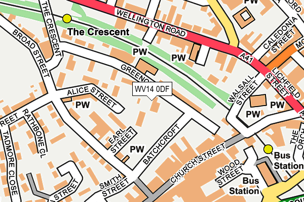 WV14 0DF map - OS OpenMap – Local (Ordnance Survey)