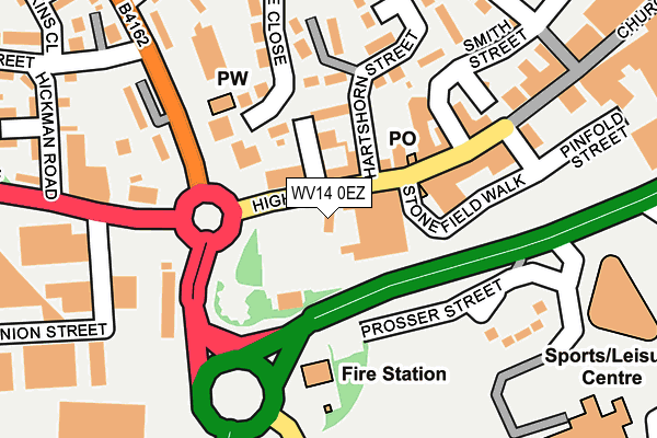 WV14 0EZ map - OS OpenMap – Local (Ordnance Survey)