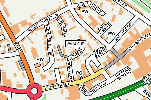 WV14 0HE map - OS OpenMap – Local (Ordnance Survey)