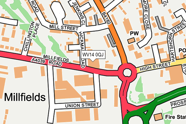 Map of MILLFIELDS MOTOR SERVICES LIMITED at local scale