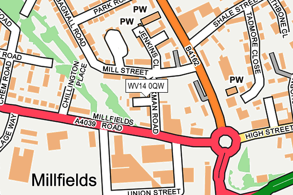 WV14 0QW map - OS OpenMap – Local (Ordnance Survey)