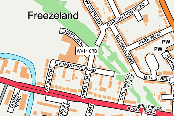 WV14 0RB map - OS OpenMap – Local (Ordnance Survey)