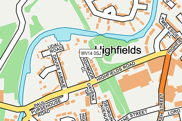 WV14 0SJ map - OS OpenMap – Local (Ordnance Survey)