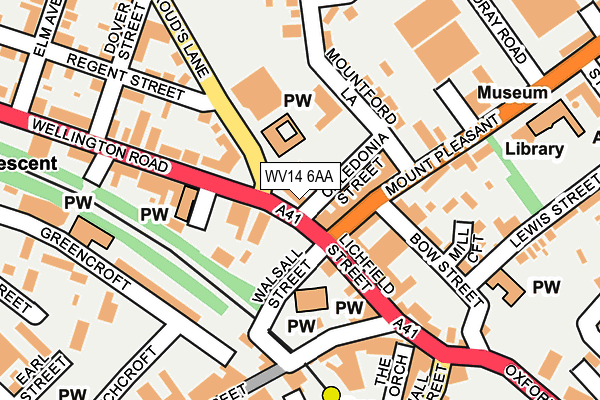WV14 6AA map - OS OpenMap – Local (Ordnance Survey)