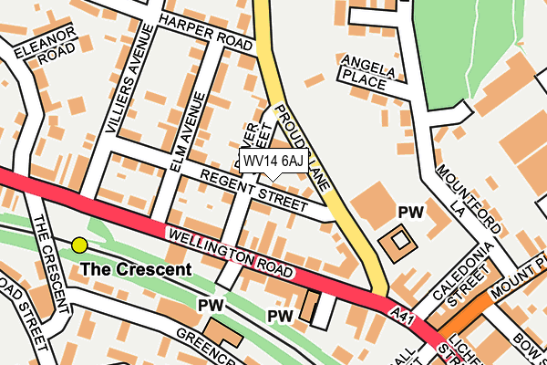 WV14 6AJ map - OS OpenMap – Local (Ordnance Survey)